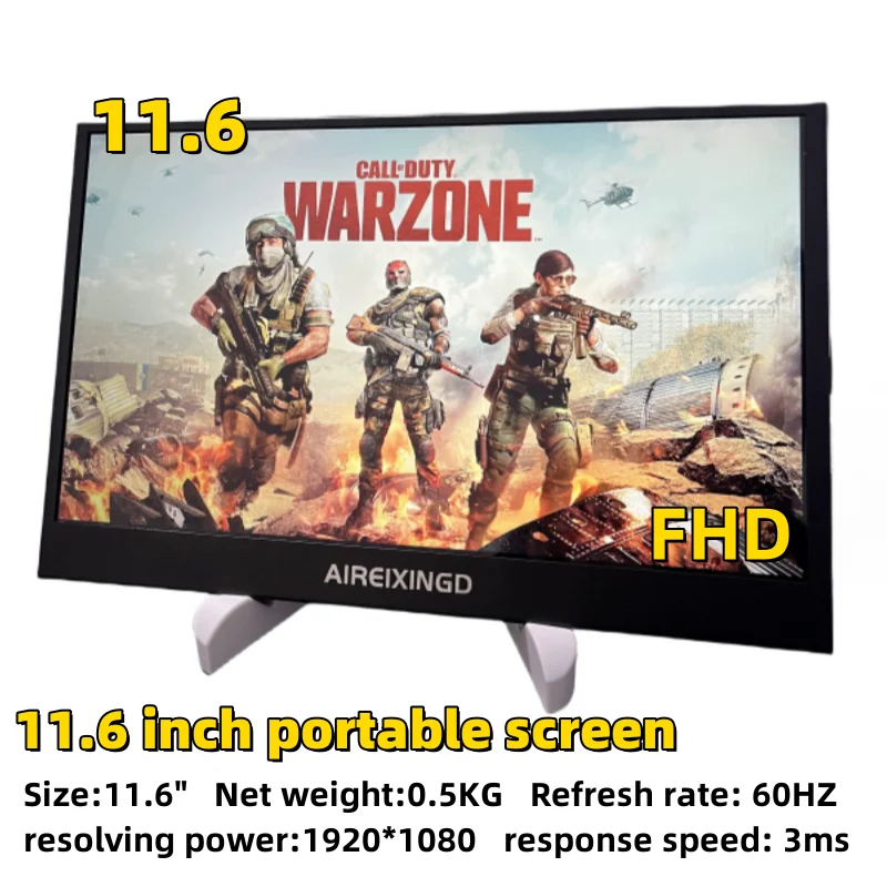 AIREIXINGD ޴  FHD LCD ÷ TFT ̹ , PC   Ʈ PS4 Xbox360 ġ HDMI, 11.6 ġ